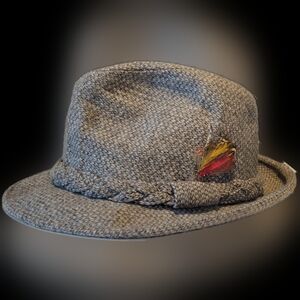 Vintage Adam New York Gray Wool Fedora with Feathers